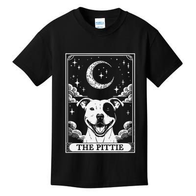 Tarot Card Vintage Crescent Moon Pit Bull Dog Pittie Mom Kids T-Shirt