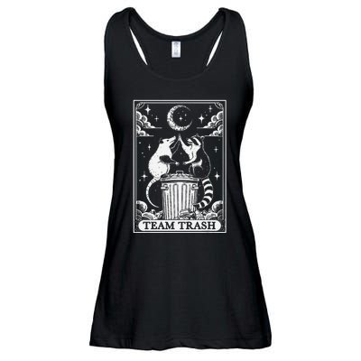 Tarot Card Vintage Team Trash Crescent Moon Opossum Raccoon Ladies Essential Flowy Tank