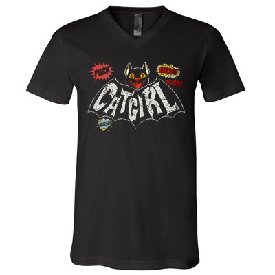 The Catgirl Vintage Rockabilly V-Neck T-Shirt