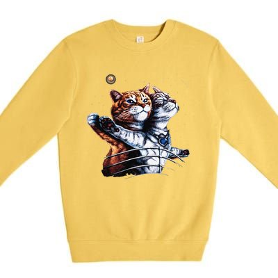 Titanic Cat Vintage Kitten In Space Galaxy Lovers Funny Premium Crewneck Sweatshirt