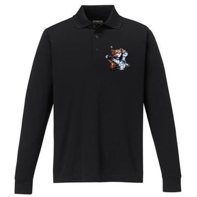 Titanic Cat Vintage Kitten In Space Galaxy Lovers Funny Performance Long Sleeve Polo