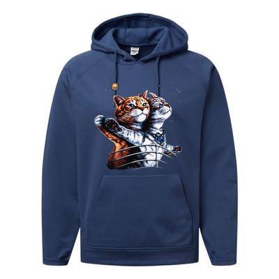 Titanic Cat Vintage Kitten In Space Galaxy Lovers Funny Performance Fleece Hoodie