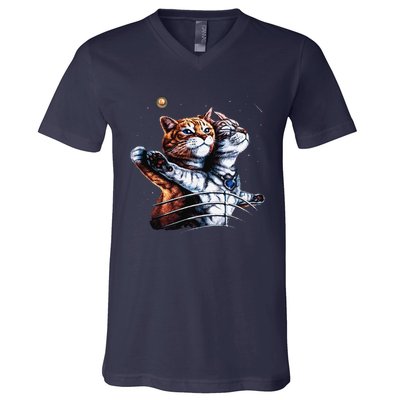 Titanic Cat Vintage Kitten In Space Galaxy Lovers Funny V-Neck T-Shirt