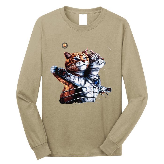 Titanic Cat Vintage Kitten In Space Galaxy Lovers Funny Long Sleeve Shirt