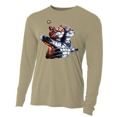 Titanic Cat Vintage Kitten In Space Galaxy Lovers Funny Cooling Performance Long Sleeve Crew