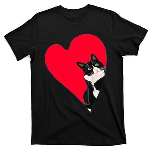 Tuxedo Cat Valentine Heart For Kitten And Animal Lovers TShirt T-Shirt