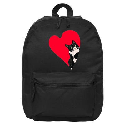 Tuxedo Cat Valentine Heart For Kitten And Animal Lovers TShirt 16 in Basic Backpack