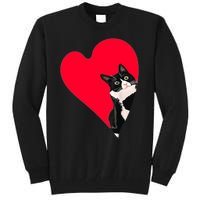 Tuxedo Cat Valentine Heart For Kitten And Animal Lovers TShirt Tall Sweatshirt