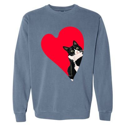 Tuxedo Cat Valentine Heart For Kitten And Animal Lovers TShirt Garment-Dyed Sweatshirt