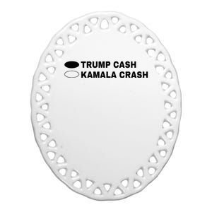 Trump Cash Vs Kamala Crash Funny Voting Ceramic Oval Ornament