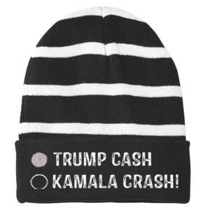 Trump Cash Vs Kamala Crash! Funny Trump 2024 Striped Beanie with Solid Band