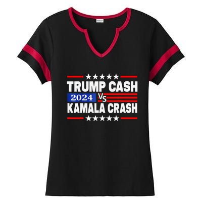 Trump Cash Vs Kamala Crash Ladies Halftime Notch Neck Tee