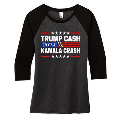 Trump Cash Vs Kamala Crash Women's Tri-Blend 3/4-Sleeve Raglan Shirt