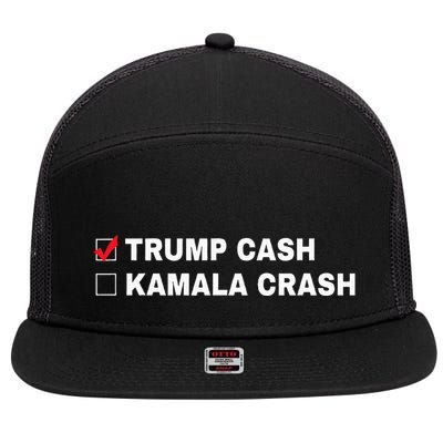 Trump Cash Vs Kamala Crash Funny Voting Humor 7 Panel Mesh Trucker Snapback Hat