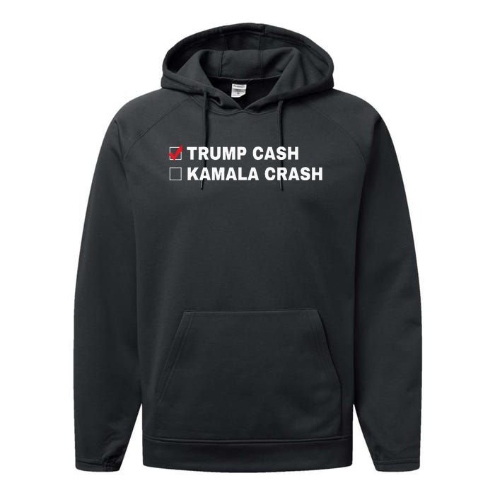 Trump Cash Vs Kamala Crash Funny Voting Humor Performance Fleece Hoodie