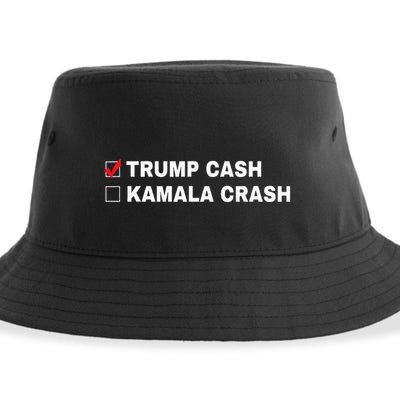 Trump Cash Vs Kamala Crash Funny Voting Humor Sustainable Bucket Hat