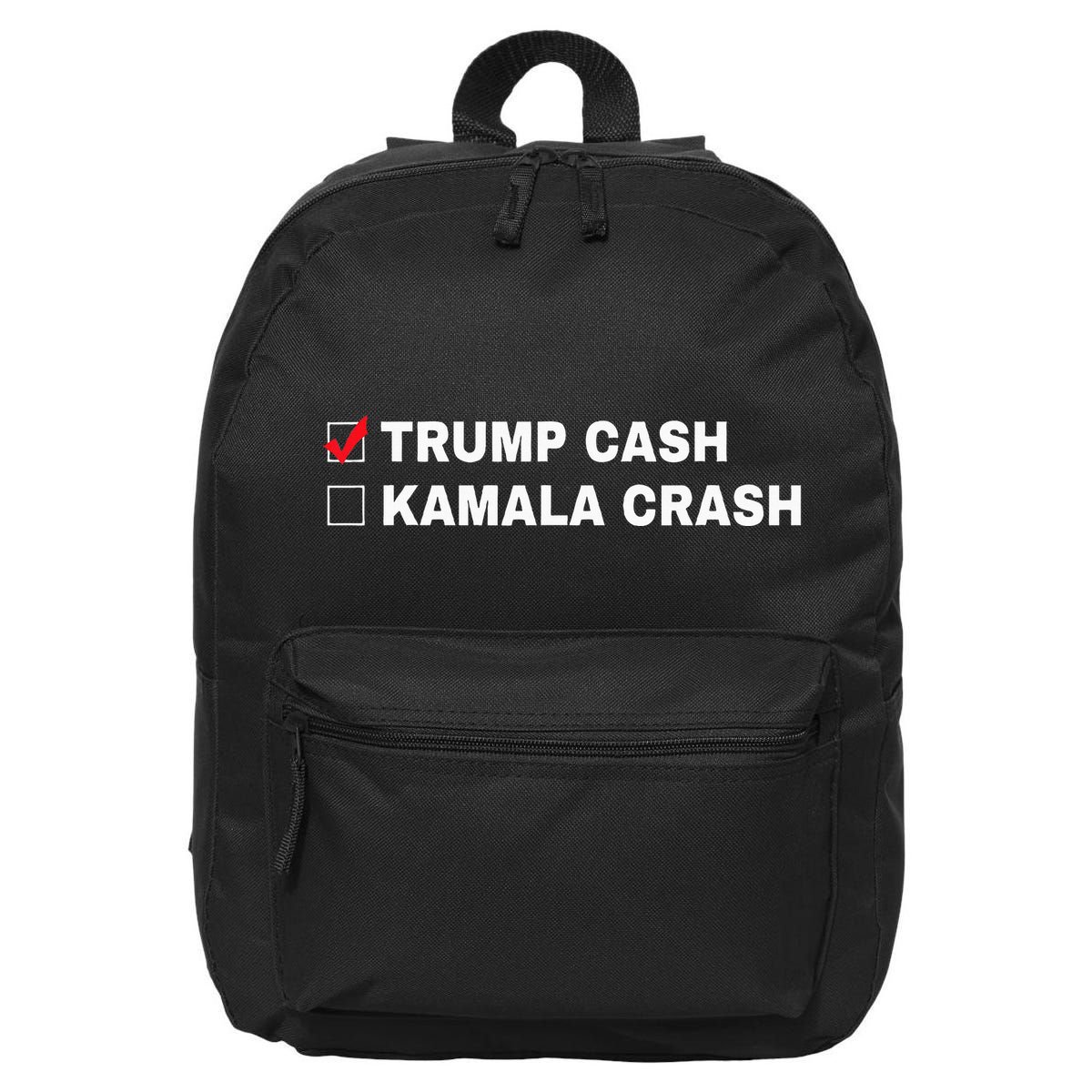 Trump Cash Vs Kamala Crash Funny Voting Humor 16 in Basic Backpack