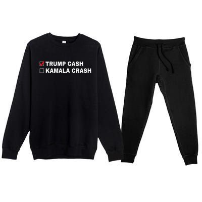 Trump Cash Vs Kamala Crash Funny Voting Humor Premium Crewneck Sweatsuit Set