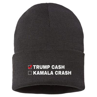 Trump Cash Vs Kamala Crash Funny Voting Humor Sustainable Knit Beanie