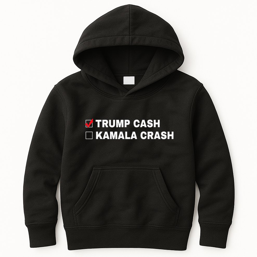 Trump Cash Vs Kamala Crash Funny Voting Humor Kids Hoodie