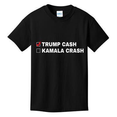 Trump Cash Vs Kamala Crash Funny Voting Humor Kids T-Shirt