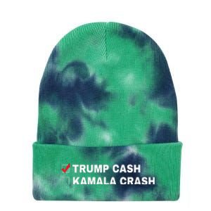 Trump Cash Vs Kamala Crash Funny Voting Humor Tie Dye 12in Knit Beanie