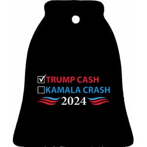 Trump Cash Vs Kamala Crash Funny Voting Ceramic Bell Ornament