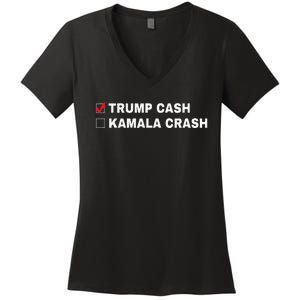 Trump Cash Vs Kamala Crash Funny Voting Women's V-Neck T-Shirt