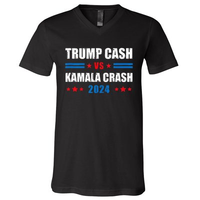 Trump Cash Vs Kamala Crash V-Neck T-Shirt