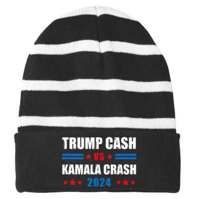 Trump Cash Vs Kamala Crash Striped Beanie with Solid Band