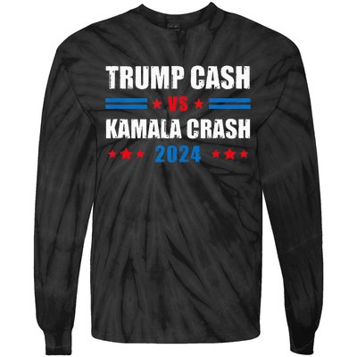 Trump Cash Vs Kamala Crash Tie-Dye Long Sleeve Shirt