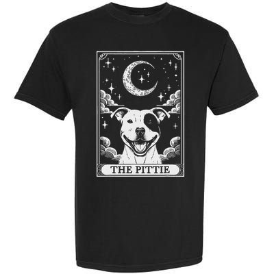 Tarot Card Vintage Crescent Moon Pit Bull Dog Pittie Mom Garment-Dyed Heavyweight T-Shirt