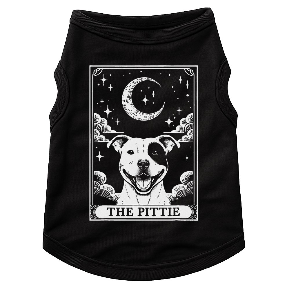 Tarot Card Vintage Crescent Moon Pit Bull Dog Pittie Mom Doggie Tank