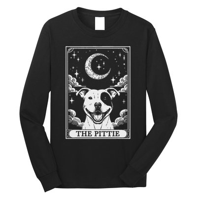 Tarot Card Vintage Crescent Moon Pit Bull Dog Pittie Mom Long Sleeve Shirt