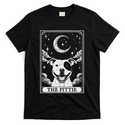 Tarot Card Vintage Crescent Moon Pit Bull Dog Pittie Mom T-Shirt