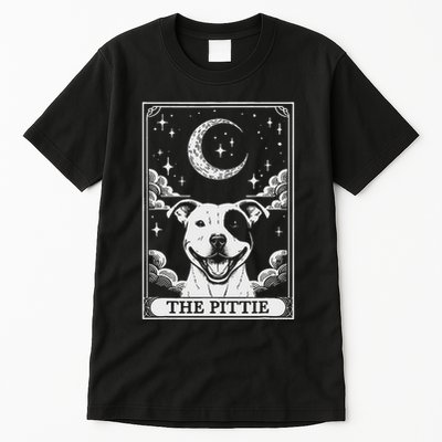 Tarot Card Vintage Crescent Moon Pit Bull Dog Pittie Mom Tall T-Shirt