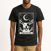 Tarot Card Vintage Crescent Moon Pit Bull Dog Pittie Mom Tall T-Shirt