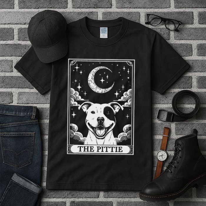 Tarot Card Vintage Crescent Moon Pit Bull Dog Pittie Mom Tall T-Shirt