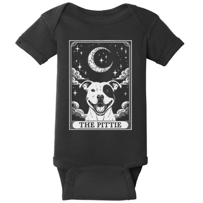 Tarot Card Vintage Crescent Moon Pit Bull Dog Pittie Mom Baby Bodysuit