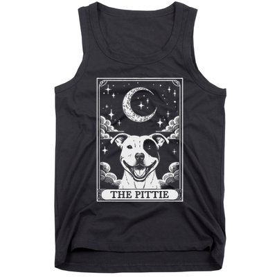 Tarot Card Vintage Crescent Moon Pit Bull Dog Pittie Mom Tank Top