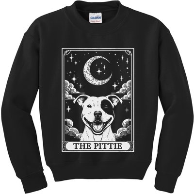 Tarot Card Vintage Crescent Moon Pit Bull Dog Pittie Mom Kids Sweatshirt