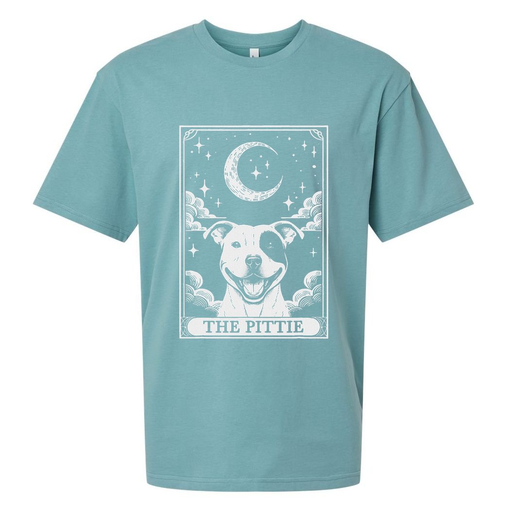 Tarot Card Vintage Crescent Moon Pit Bull Dog Pittie Mom Sueded Cloud Jersey T-Shirt