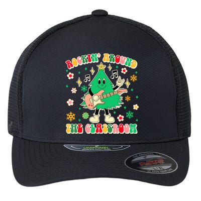 Teacher Christmas Vibes Rockin Around The Classroom Xmas Gift Flexfit Unipanel Trucker Cap