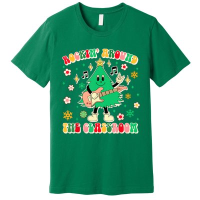 Teacher Christmas Vibes Rockin Around The Classroom Xmas Gift Premium T-Shirt