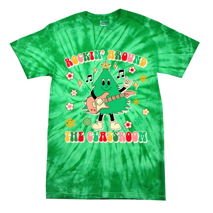 Teacher Christmas Vibes Rockin Around The Classroom Xmas Gift Tie-Dye T-Shirt