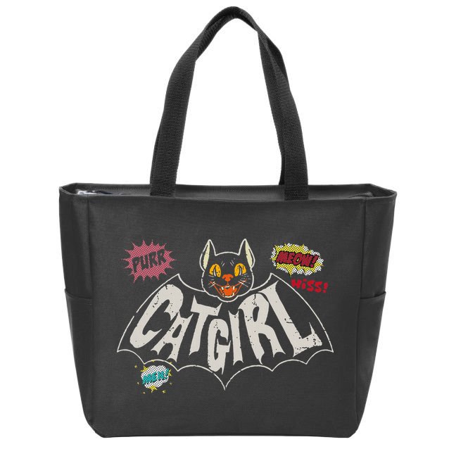 The Catgirl Vintage Zip Tote Bag