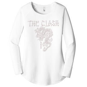 The C.L.A.S.H Vertical Chinese Dragon Women's Perfect Tri Tunic Long Sleeve Shirt