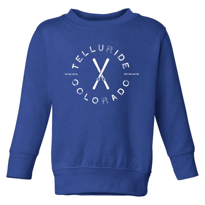 Telluride Co Vintage Graphic Skiing Gift Toddler Sweatshirt