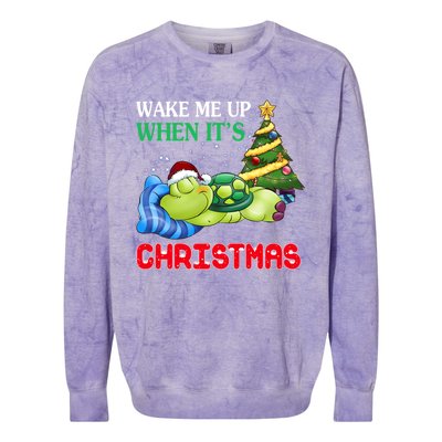 Turtle Christmas Wake Me Up When ItS Christmas Turtle Lover Gift Colorblast Crewneck Sweatshirt