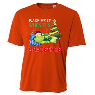 Turtle Christmas Wake Me Up When ItS Christmas Turtle Lover Gift Cooling Performance Crew T-Shirt